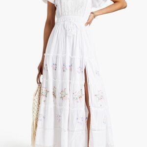 LoveShackFancy size S White Charo Linen Embroidered Maxi Dress